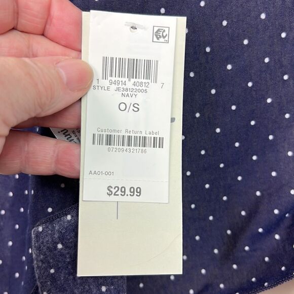 Jenni Navy Blue and White Polka Dot Scarf Wrap one size NWT - Picture 8 of 9